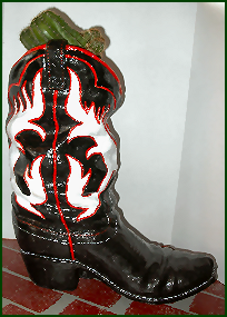 Black PRIDE boot with red & white